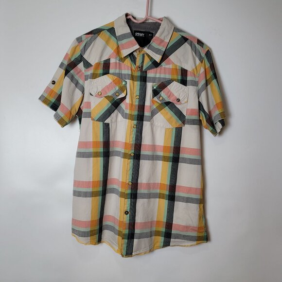 Oakley Mens Multicolor Plaid Short Sleeve Button-Up Shirt With Front Pockets - Picture 11 of 12